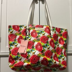 Juicy Couture White Multi Rose Tote Bag